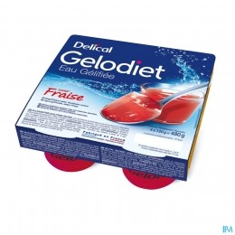 GelodietGelwaterGesuikerdAardbeiPot4x120g