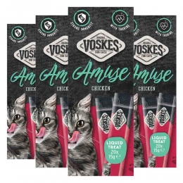 4xVoskesKattensnackLiquidTreatKip20x15gr