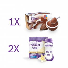 FortimelPakket4xCrmeChocolade8xFortimelProtein2KcalVanilleVoedingssupplementOndervoeding