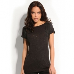 MARITAKNITTOP-Guess-T-shirts-Zwart