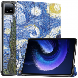 Case2go-TablethoesgeschiktvoorXiaomiPad6Pad6Pro-Tri-FoldBookCase-AutoWakeSleepfunctie-Sterrenhemel