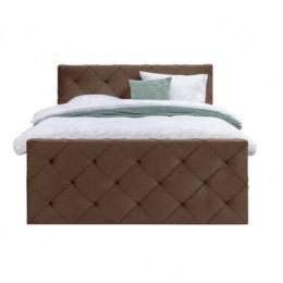 BoxspringmetvoetbordLivgeruit-bruin-160x200cm-slankepoot-LeenBakker