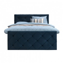 BoxspringmetvoetbordLivgeruit-blauw-160x200cm-slankepoot-LeenBakker