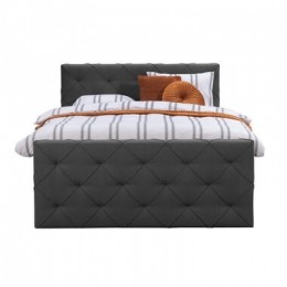BoxspringmetvoetbordLivgeruit-antraciet-160x200cm-vierkantepoot-LeenBakker