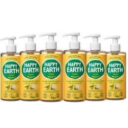 6xHappyEarth100NatuurlijkeHandzeepJasmineHoWood300ml