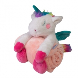 BabymatexCarolUnicornRoze85x100cmWiegdekenmetKnuffel
