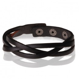 StoneValleygevlochtenlerenarmbandHerenZwart