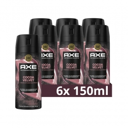 6xAxeDeodorantBodysprayCocoaVelvet150ml