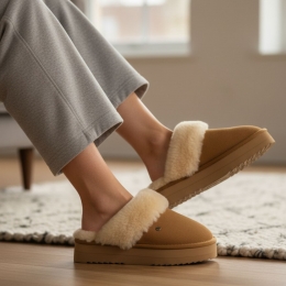 WarmbatFlurryPlateauPantoffelscognacSuede