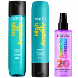 MatrixTotalResultsVolumisingHighAmplifyShampooConditionerandMiracleCreatorSprayRoutineforFineandFlatHair