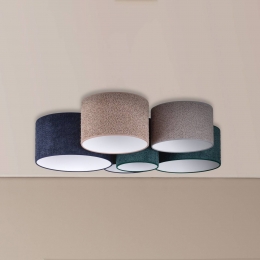 EulunaPlafondlampBoucle6-lampsblauwgroencappuccinogrijs
