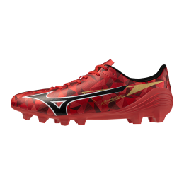 MIZUNOALPHAIISELECTVoetbalschoenenMORELIA40thRoodZwartGoudDamesHerenMaat45