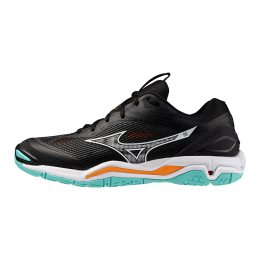 MizunoWAVESTEALTH6HandbalschoenenZwartTangeloIceGroenDamesHerenMaat40