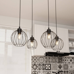 EMIBIGLIGHTINGHanglampNando4-lamps70cmzwartmetaalE27