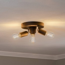 HELAMPlafondlampCentrozwart3-lampsmetaal195cm