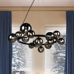 SchullerValenciaHanglampAstros14-lichtszwartrookgrijsglas