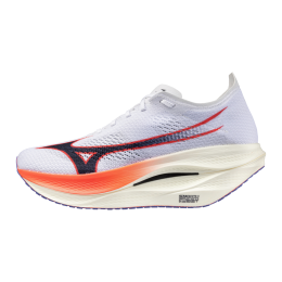 MizunoWAVEREBELLIONPRO3HardloopschoenenWitBaritoneBlauwFieryCoral2DamesHerenMaat43