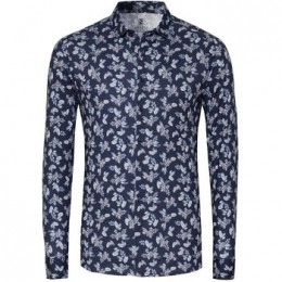 OverhemdLangeMouwDesotoOverhemdPrintDenimBloomingNavy