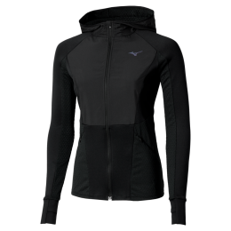 MizunoActiveWarmaliteHybridFullZipHoodedLongSleeveTopHardloopschoenenZwartDamesMaatL