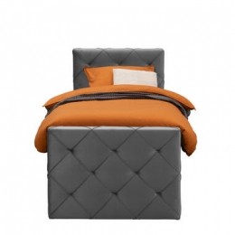BoxspringmetvoetbordLivgeruit-grijs-90x200cm-vierkantepoot-LeenBakker