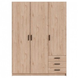 KledingkastSprint3-deurs-eikenkleur-200x147x50cm-LeenBakker