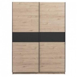 SchuifdeurkastGenua-eikenkleurantraciet-204x150x60cm-LeenBakker