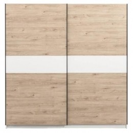 SchuifdeurkastGenua-eikenkleurwit-204x200x60cm-LeenBakker