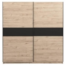 SchuifdeurkastGenua-eikenkleurantraciet-204x200x60cm-LeenBakker