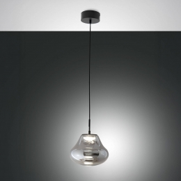 FabasLuceLEDhanglampDevagrijsglas25cmCCTdimbaar