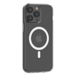 HoesjegeschiktvoorAppleiPhone14Pro-DeviaCasemetMagnetischeRingenOplaadfunctie-TransparanteBackCover-Transparant