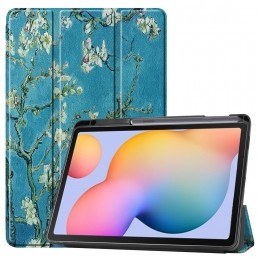 SamsungGalaxyTabS6Litehoes-Tri-FoldBookCasemetStylusPenhouder-WitteBloesem
