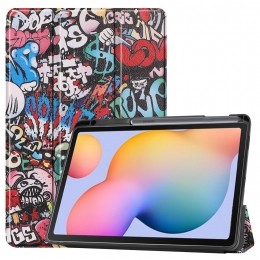 SamsungGalaxyTabS6Litehoes-Tri-FoldBookCasemetStylusPenhouder-Graffiti