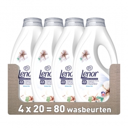 4xLenorVloeibaarWasmiddelKatoenFris20Wasbeurten900ml