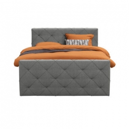 BoxspringmetvoetbordLivgeruit-lichtgrijs-140x200cm-slankepoot-LeenBakker