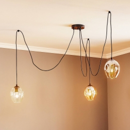 EMIBIGLIGHTINGHanglampStarlaglasgrafietamberhelder3-lampsdecentraal