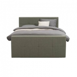 BoxspringmetvoetbordLivgeblokt-groen-140x200cm-rondepoot-LeenBakker