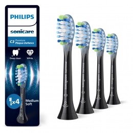 PhilipsSonicareOpzetborstelsPremiumPlaqueDefenceZwart4stuks
