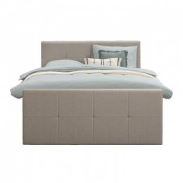 BoxspringmetvoetbordLivgeblokt-beige-160x200cm-vierkantepoot-LeenBakker