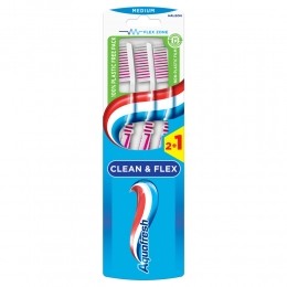 12xAquafreshTandenborstelCleanFlexMedium3stuks