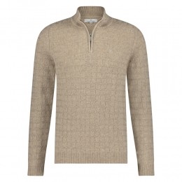 FellowsUnitedPulloverPremiumHalfZipStructureKnitMidBrownBronze3XL