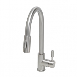 BWSKeukenmengkraanIrenemetUittrekbareHanddoucheRVS