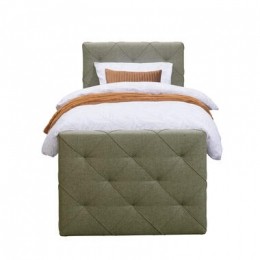 BoxspringmetvoetbordLivgeruit-groen-90x200cm-vierkantepoot-LeenBakker