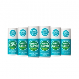 6xHappyEarth100NatuurlijkeDeodorantRollerCedarLime75ml