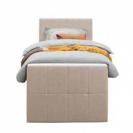 BoxspringmetvoetbordLivgeblokt-beige-90x200cm-vierkantepoot-LeenBakker