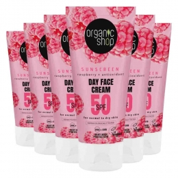 6xOrganicShopZonnebrandcrmeGezichtSPF50Normalehuid50ml