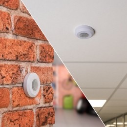 PIRbewegingssensormetschemerschakelaar360bereik8meterMaximaal200WattIP20opbouwkleurwit