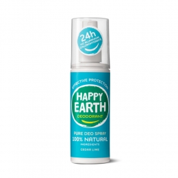 6xHappyEarth100NatuurlijkeDeodorantSprayCedarLime100ml