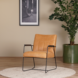 CognaclerenindustrilefauteuilRight-VintageLeerCognac