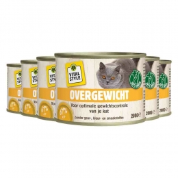 6xVitalstyleKattenvoerBlikOvergewicht200gr