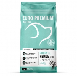 4xEuro-PremiumPuppyMediumKip-Rijst3kg